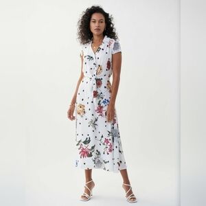 Joseph Ribkoff Vanilla-Multi‎ Floral Fit & Flare Midi Dress Size 8 Milkmaid